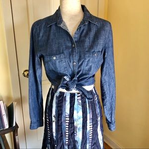 LOFT Blue Softened Cotton Chambray Shirt M